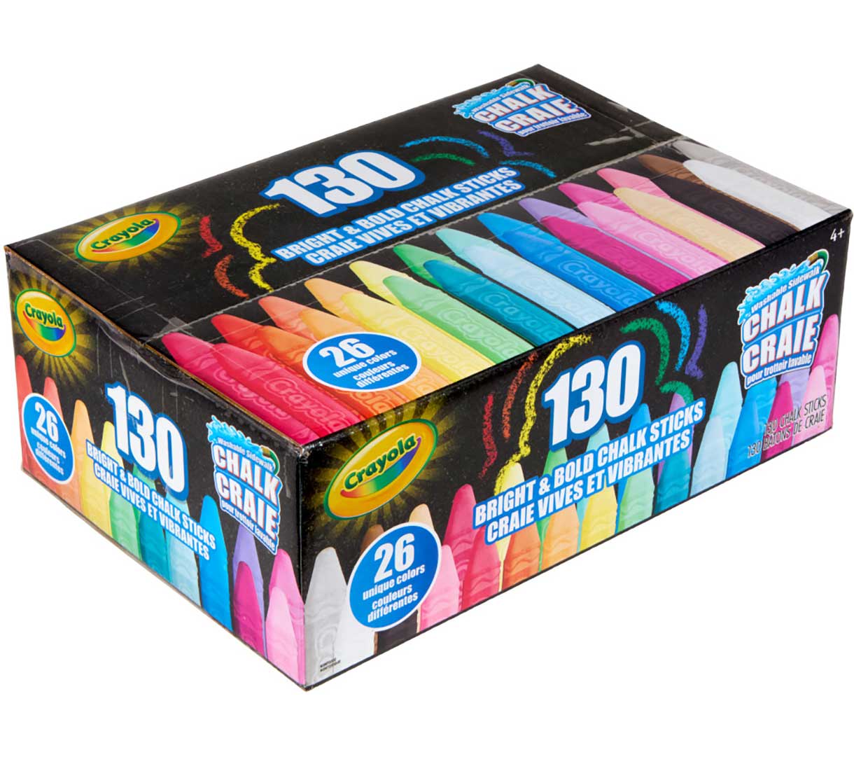Washable Sidewalk Chalk  130 count top leftside view