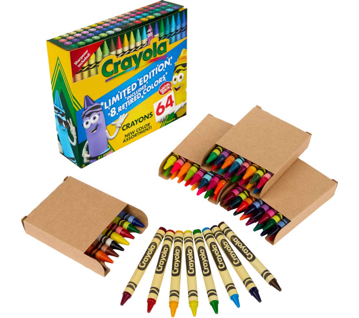 Classic & Limited Edition Retired Crayons. 64 count. packaging and contents.