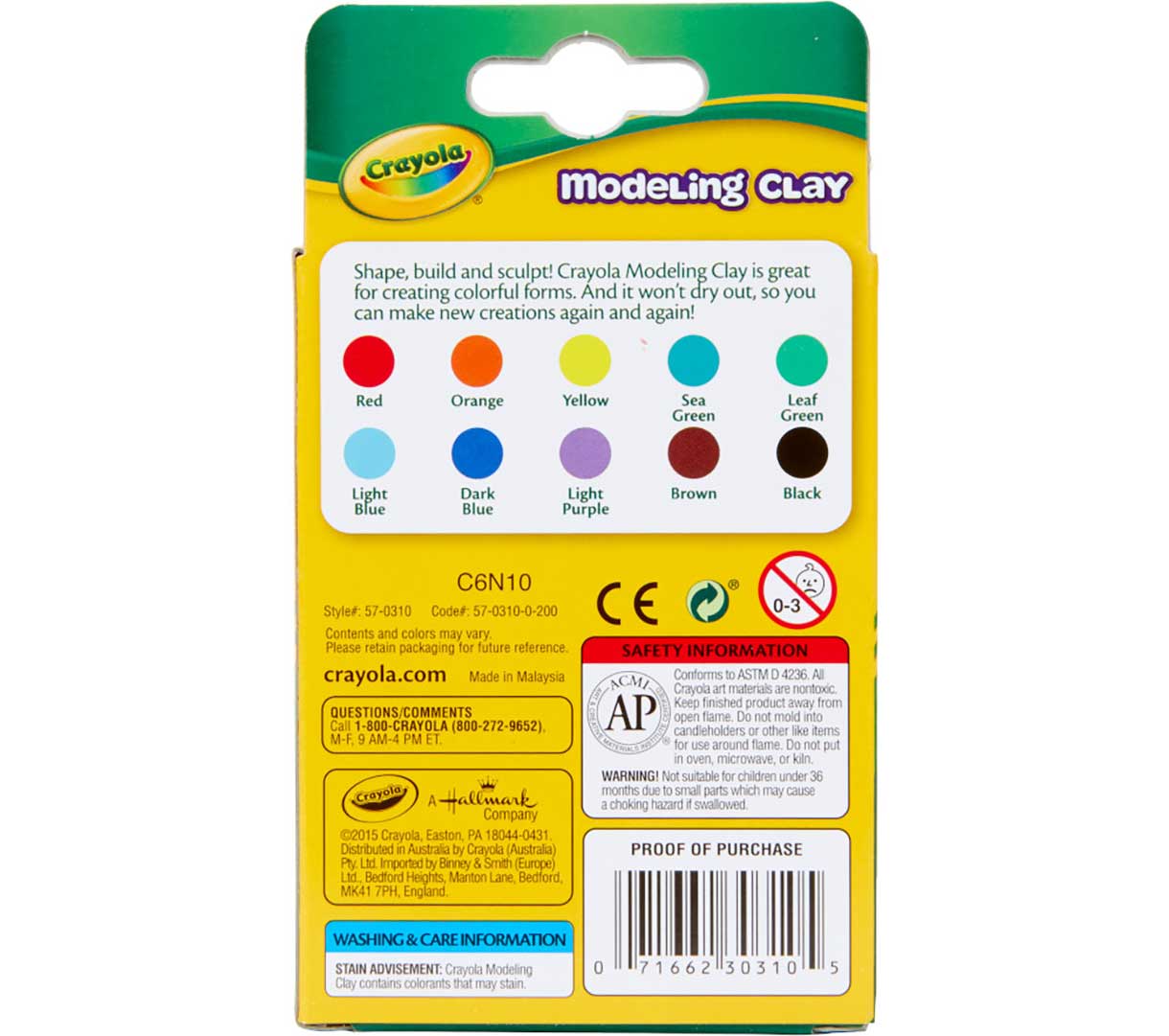 Modeling Clay Sticks 10 count back view.