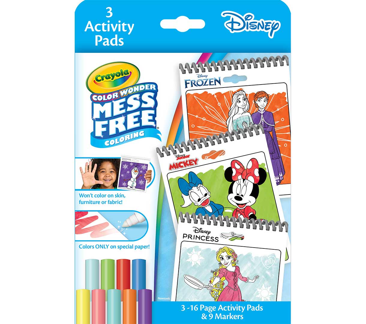 Color wonder mess free disney activity pads. 3 count. front view.