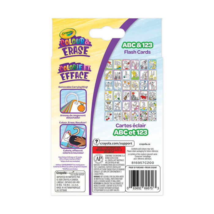 Colour & Erase ABC & 123 Reusable Flash CardsBack view