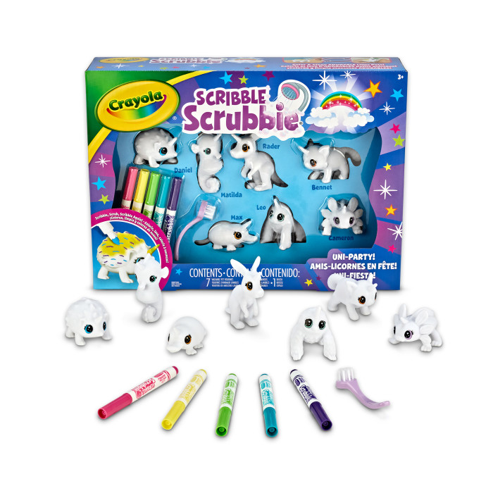 Scribble Scrubbie Uni-Pets 7 Count PackPackaging with contents