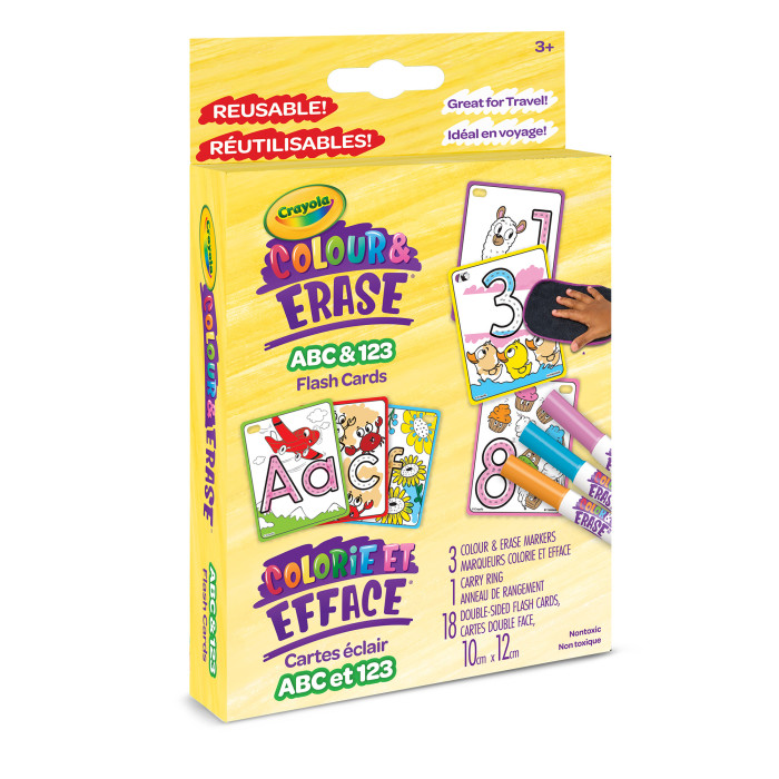 Colour & Erase ABC & 123 Reusable Flash CardsPackaging with contents