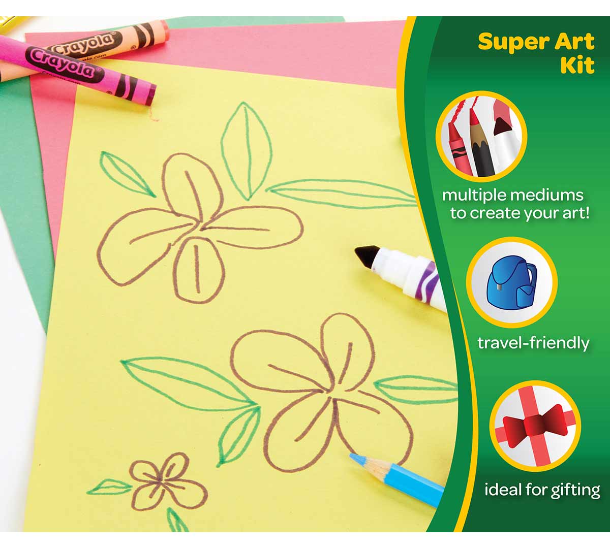 Crayola Super Art Kit. Multiple mediums to create your art! travel-friendly. ideal for gifting.
