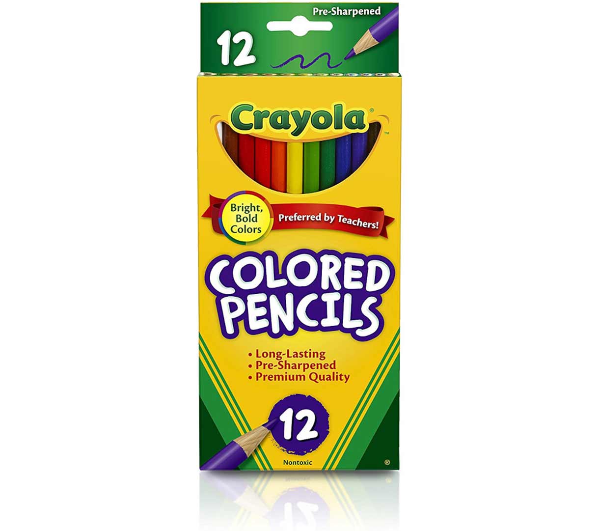 Back to School Supplies Bundle. 12 count Colored pencils front veiw.