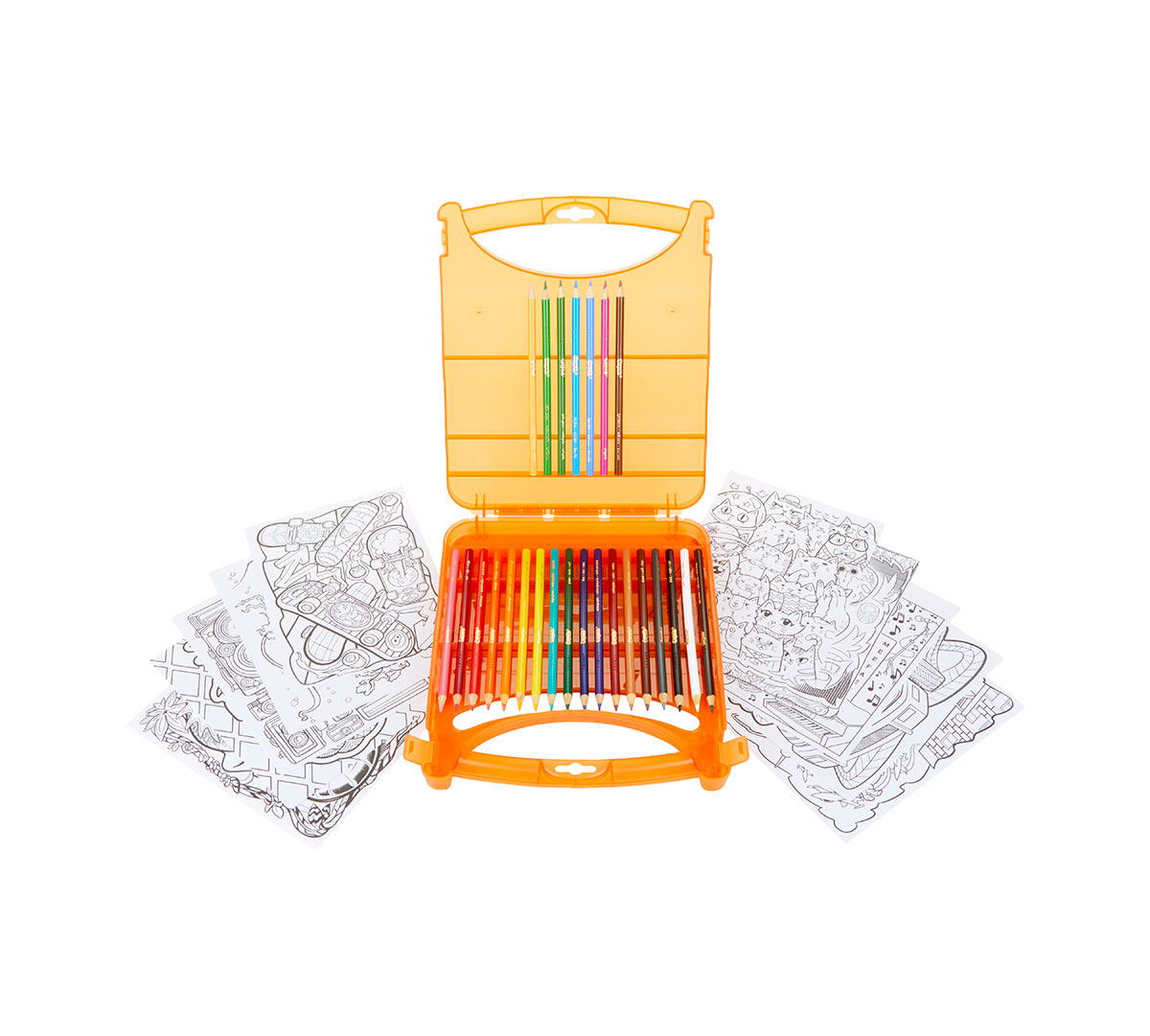 Coloring Art Case with Colored Pencils open case with contents