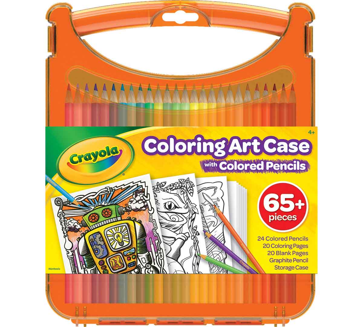 Coloring Art Case with Colored Pencils front view