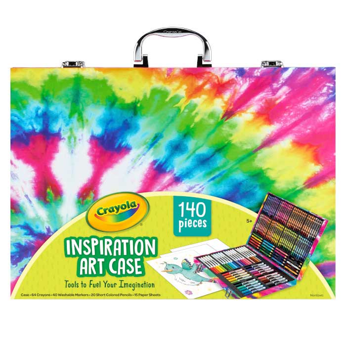 Inspiration art case, tie dye, front view.