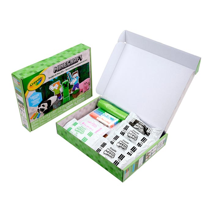 Minecraft Sculpt & Play Craft Kit. packaging and contents in open box.