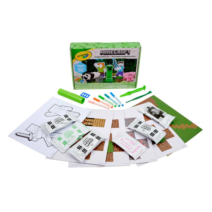 Minecraft Sculpt & Play Craft Kit packaging and contents.