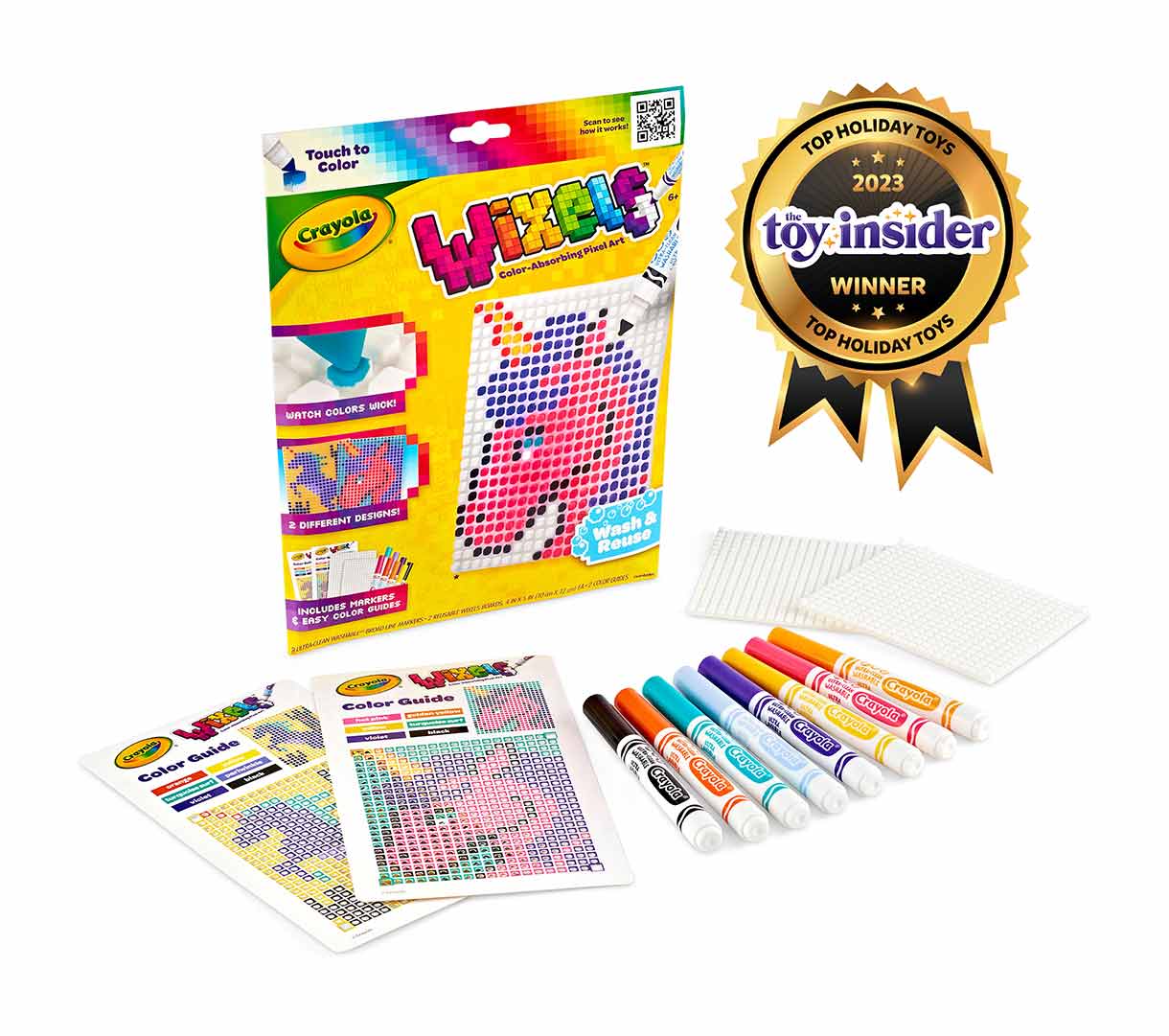 Wixels unicorn kit packaging and contents with award  winner seal.