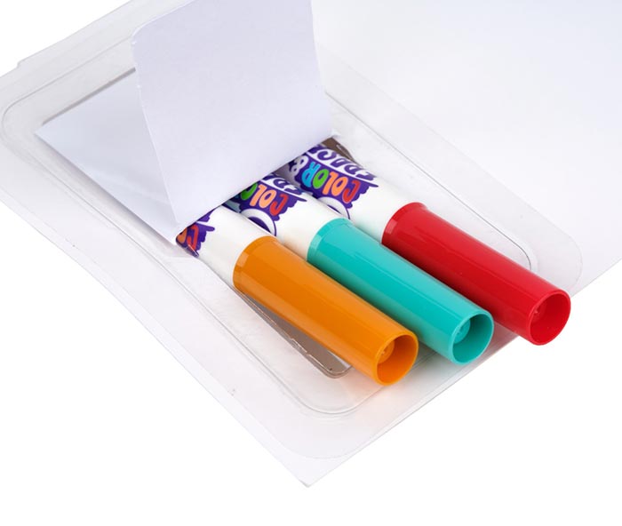 Color & Erase Activity Pad, Shapes. markers in storage area.