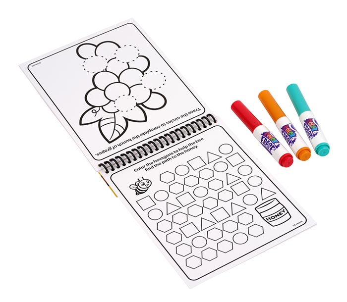 Color & Erase Activity Pad, Shapes contents.