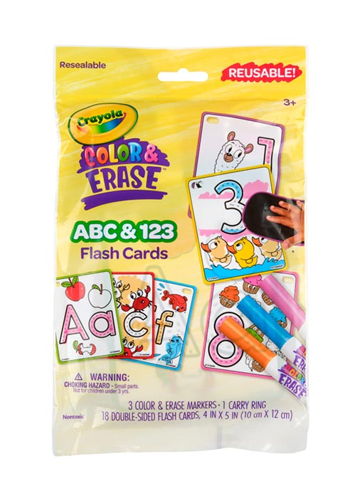 Color & Erase Reusable Activity Set – Alphabet & Number Learning Cards front view.