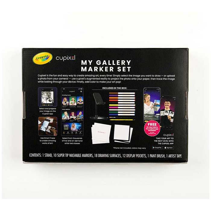 Crayola x Cupixel My Gallery Art Set, back view.