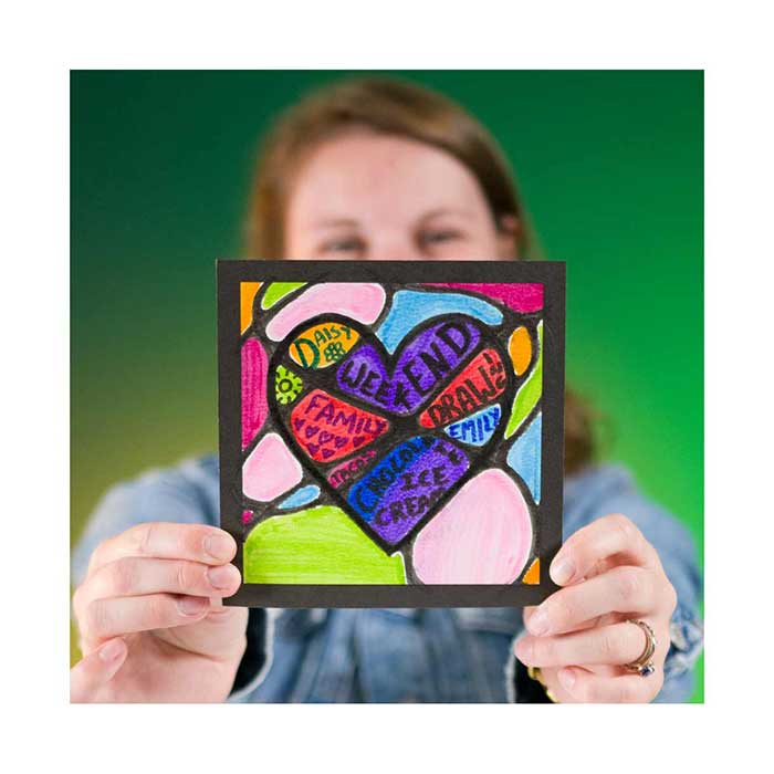 Crayola x Cupixel My Gallery Art Set. Person holding final artwork.