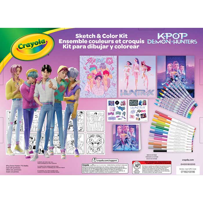 Crayola® K-Pop Demon Hunters Sketch & Color Kit back view.