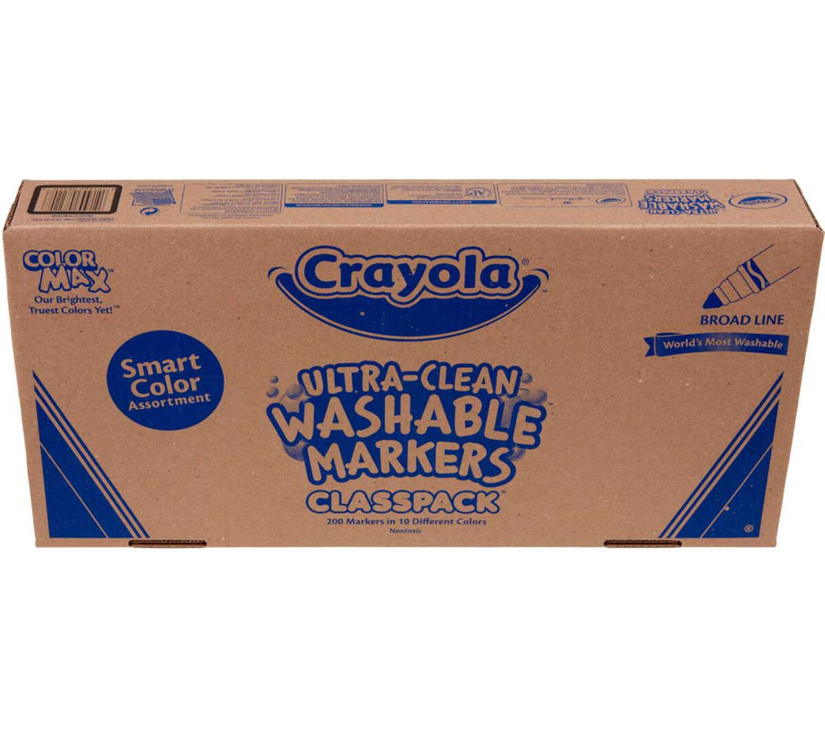 Washable broad line markers classpack 200 count 10 colors. Front of packaging only.