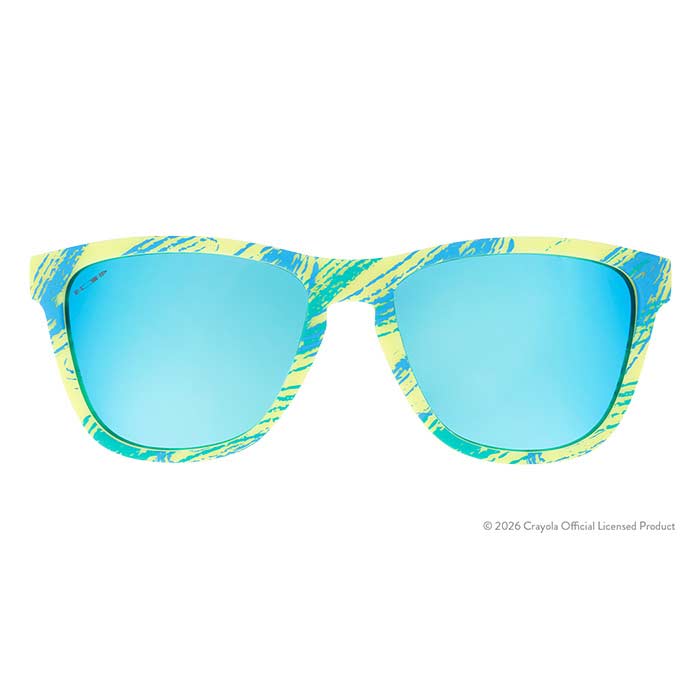Crayola x goodr sunglasses lime-a-palooza front view.