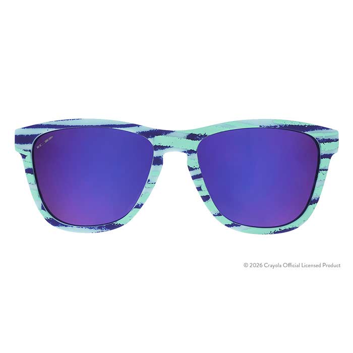 Crayola x goodr sunglasses pool party front view.