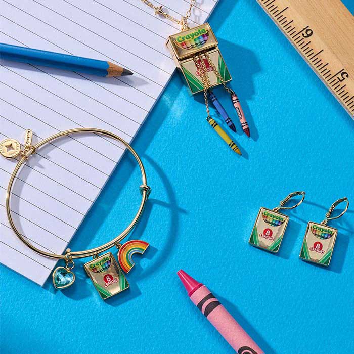 alex and ani teacher appreciation box earrings. Charm Braclet, locket and box earrings on blue background.