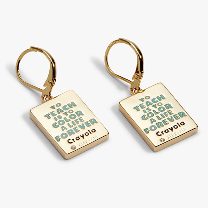 Crayola Teacher Appreciation Crayon Box Earrings back view.