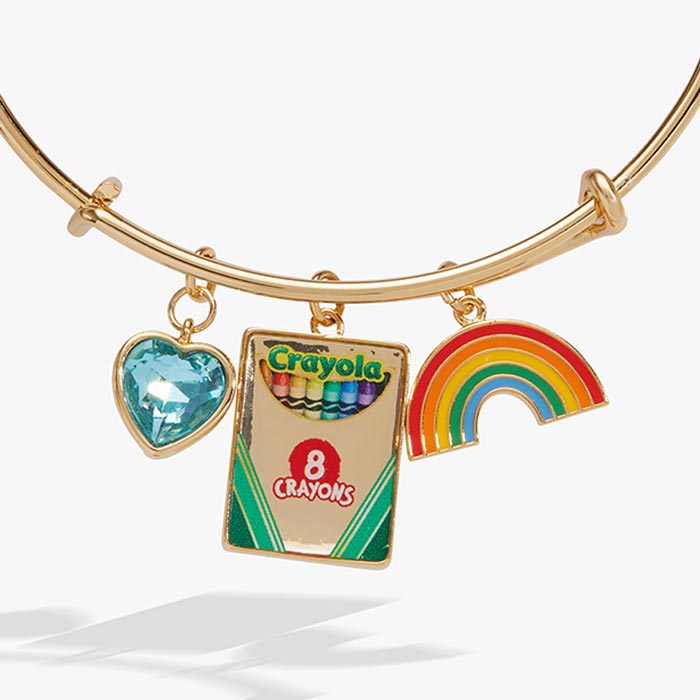 Crayola Teacher Appreciation Multi Charm Bangle front of charms.