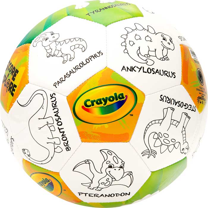 Crayola Score N' Explore Officially Licensed Size 5 Color Ball – Dinosaur Explorer contents.