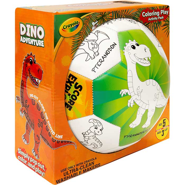 Crayola Score N' Explore Officially Licensed Size 5 Color Ball – Dinosaur Explorer left side view.