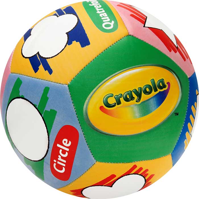 Crayola Score N' Explore Officially Licensed Size 5 Color Ball – Shapes Explorer contents. crayola logo side.