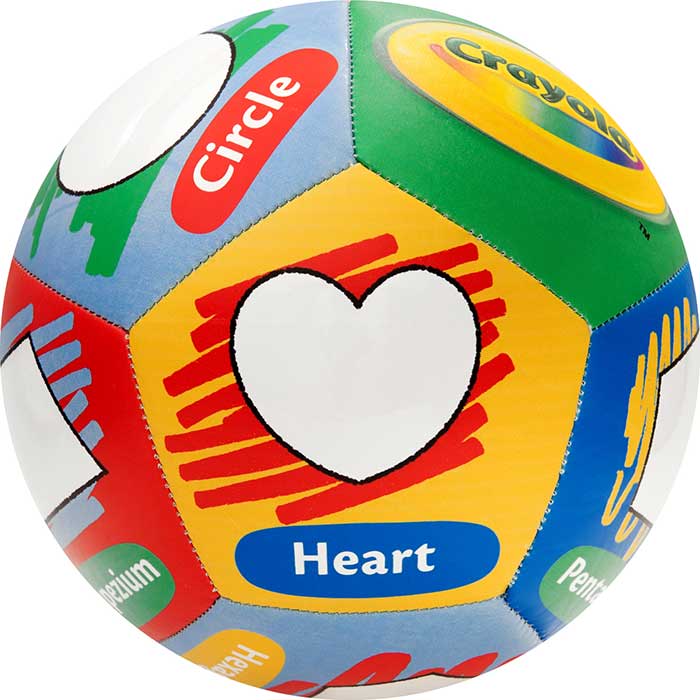 Crayola Score N' Explore Officially Licensed Size 5 Color Ball – Shapes Explorer contents. heart side.