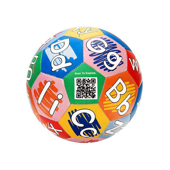 Crayola Score N' Explore Officially Licensed Size 5 Color Ball. ball showing QR code.