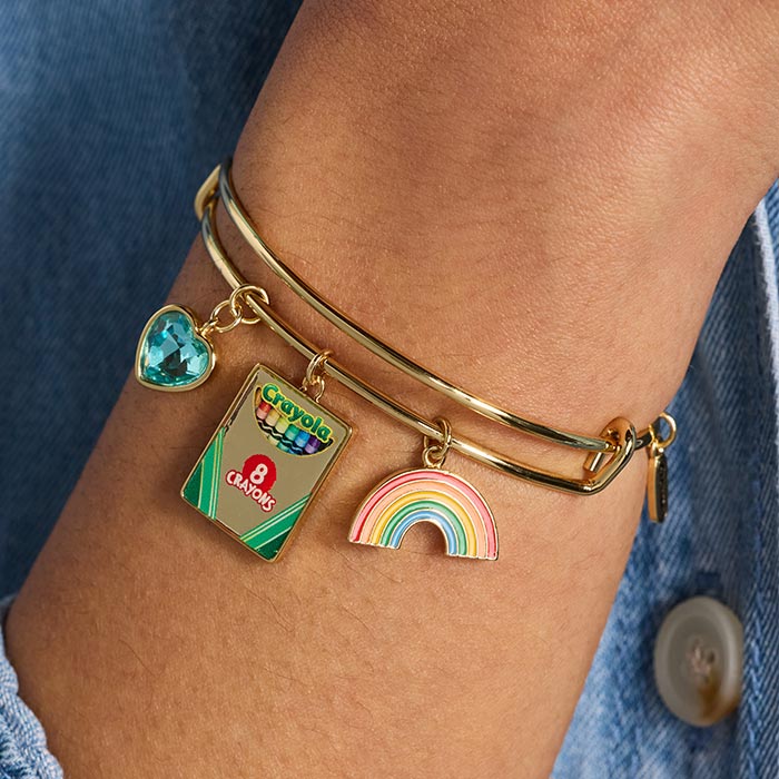 Crayola Teacher Appreciation Multi Charm Bangle.  Multi charm bangle on wrist.