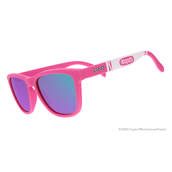 Crayola x GoodR Sunglasses, Tropical Colors. Wild Orchid side view.