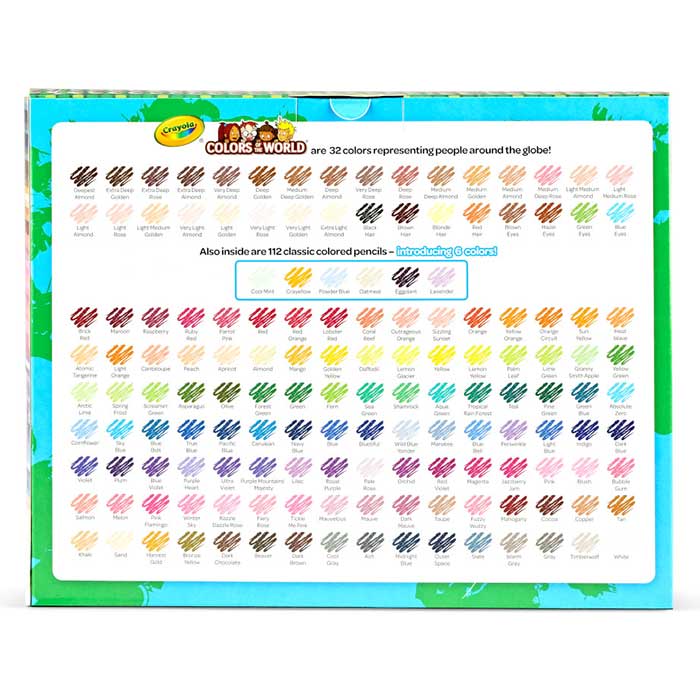 Classic & Colors of the World Colored Pencils, 150 Count. color swatches.