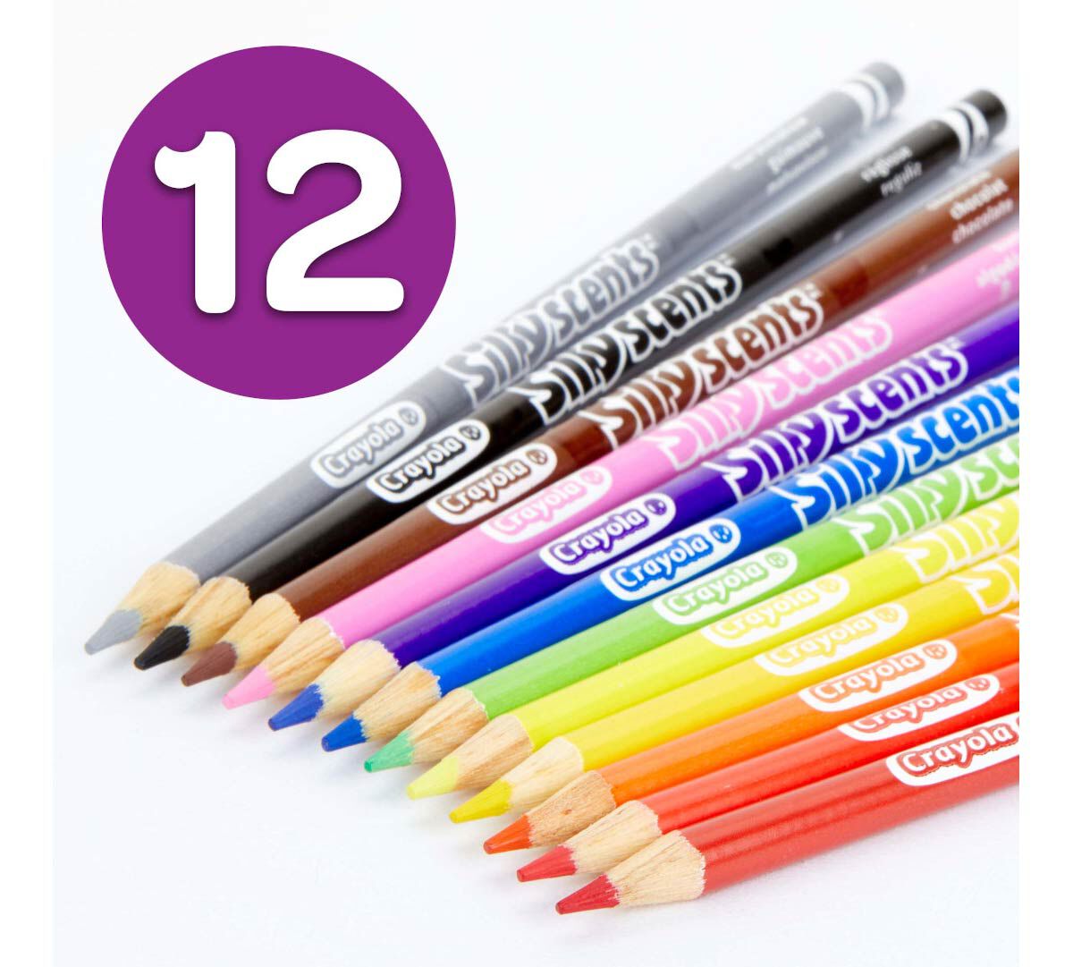 Silly Scents colored pencils sweet scents, 12 count. contents. 12 colored pencils.