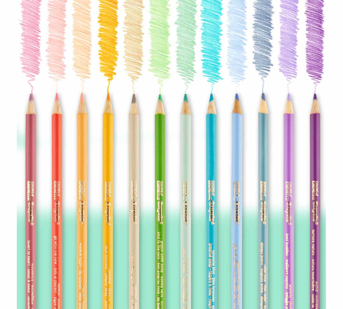 Colors of Kindness Colored Pencils  12 count. Pencils with color swatch.