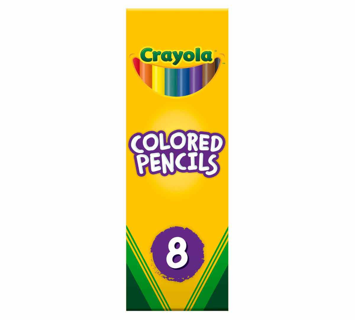 Colored Pencils long, 8 count. front view.
