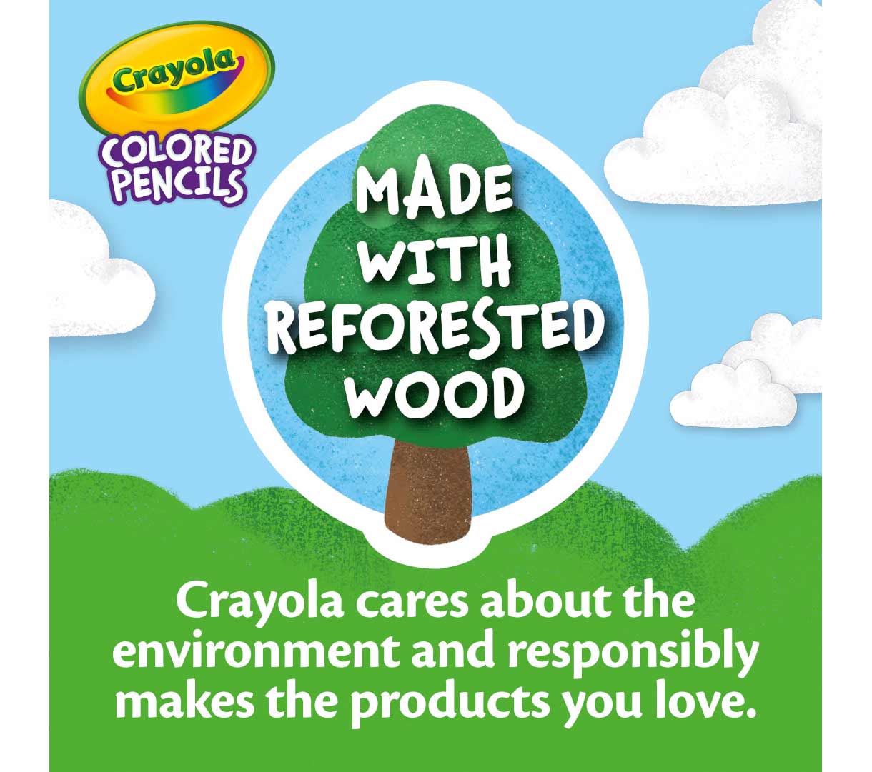 Colored Pencils 36 count. Made with reforested wood. Crayola cares about the environment and responsibly makes the products you love.