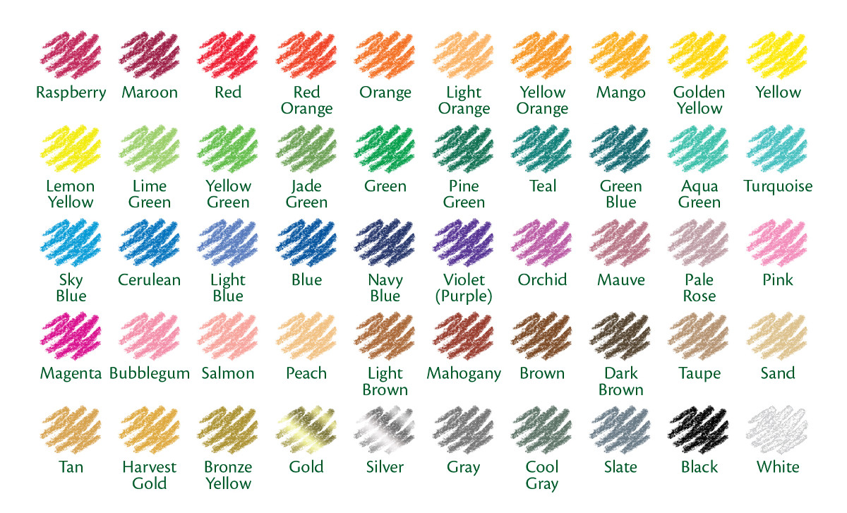 Colored Pencils  50 Count Long Swatches