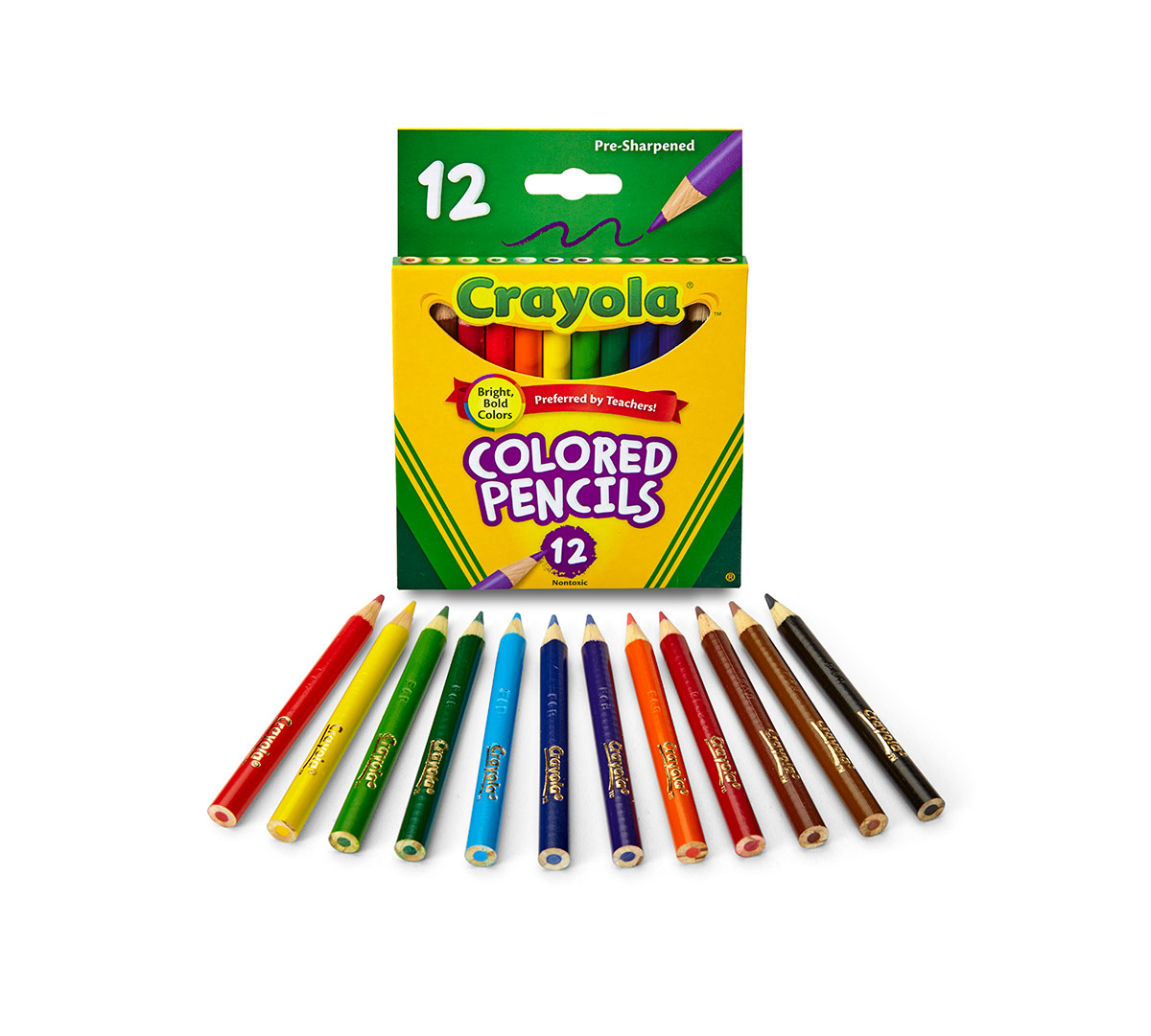 12 count Short Colored Pencils packaging and contents