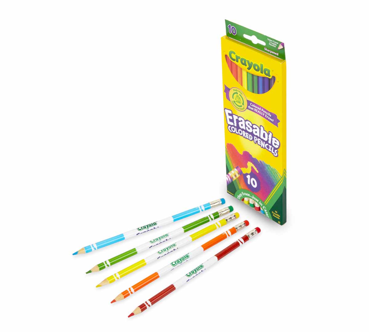 Erasable colored pencils  10 count packaging and contents.