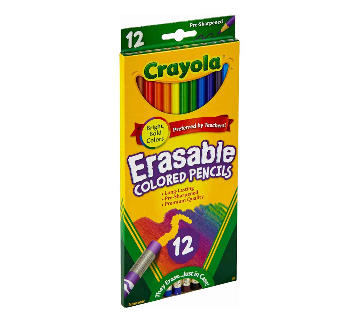 Erasable Colored Pencils  12 Count Left Angle View of Box