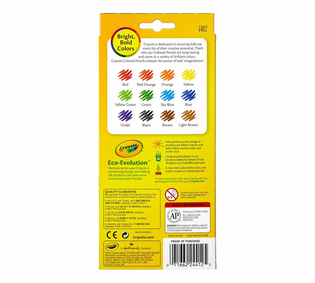 Erasable Colored Pencils  12 Count Back View of Box
