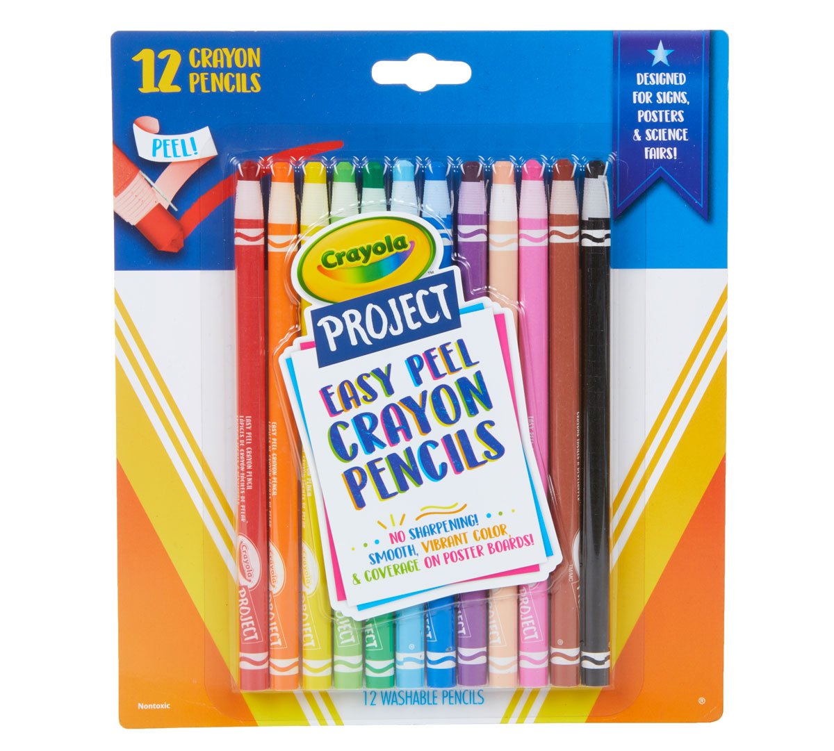 Project Easy Peel Crayon Pencils front view