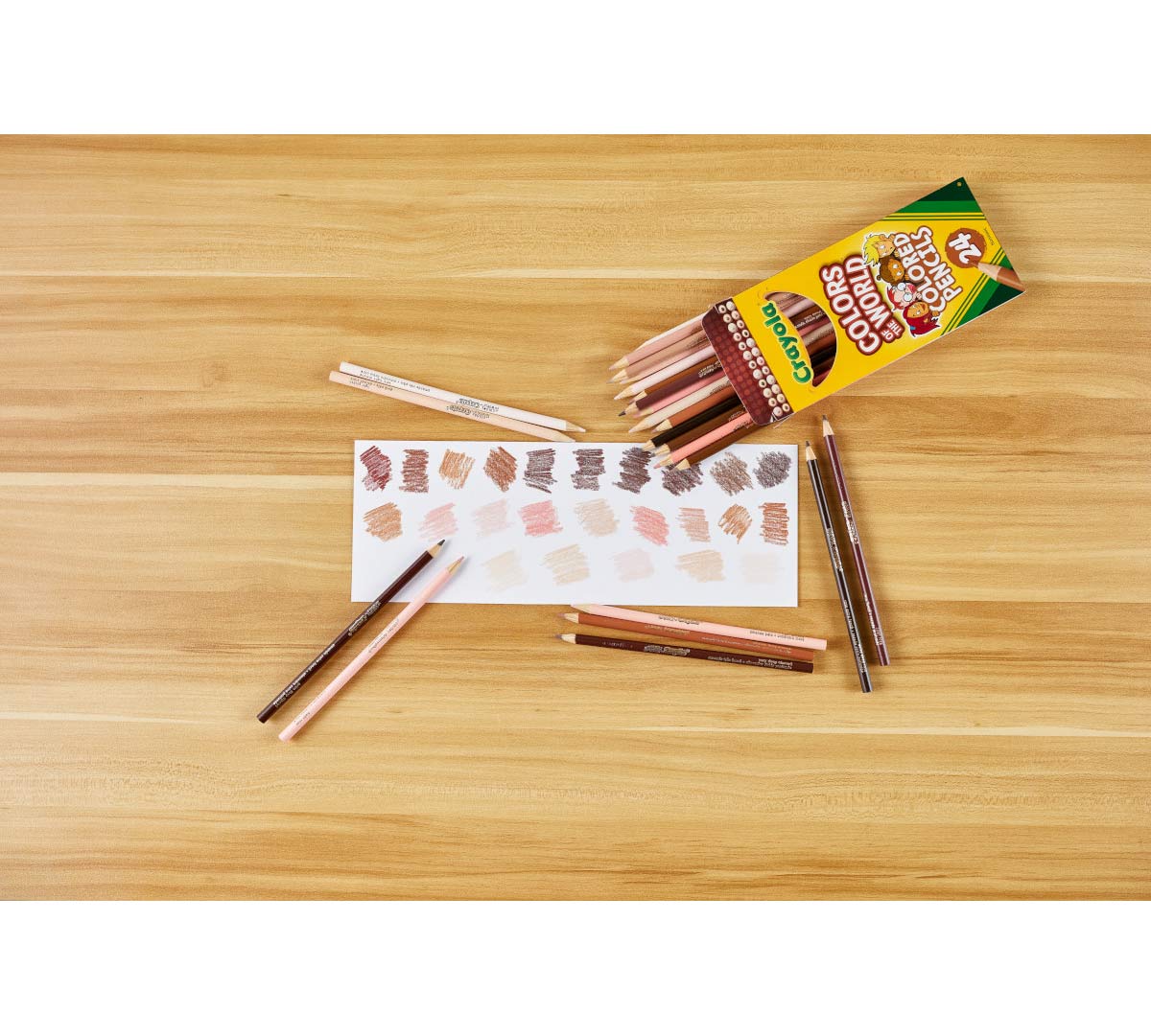 Colors of the World Colored Pencil 6pk Bundle pencils and color swatch on table