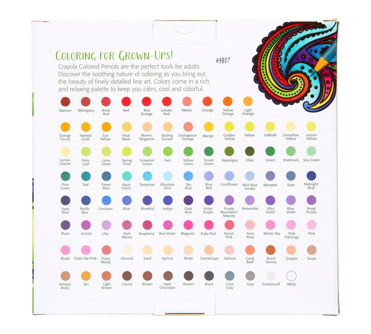 100 count Colored Pencils back of package
