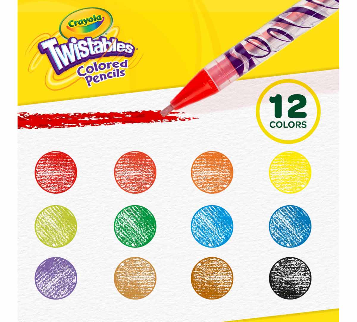 Twistables Colored Pencils  12 Count Color Swatches