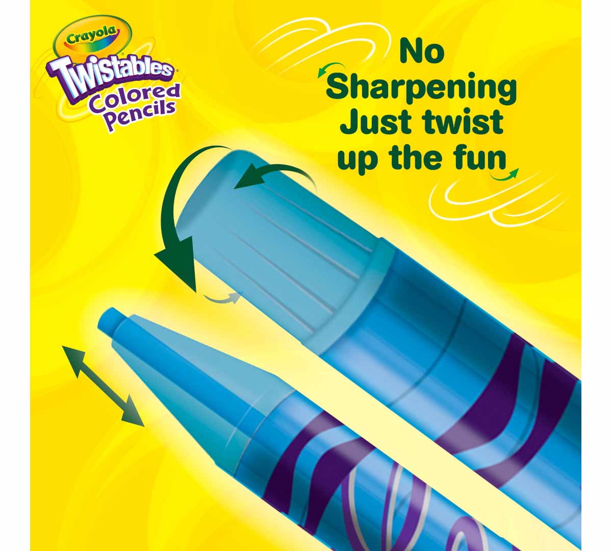 Twistables Colored Pencils 18 count. No sharpening just twist up the fun.