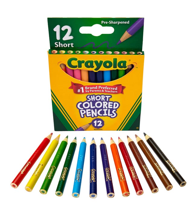 12 count Short Colored Pencils packaging and contents
